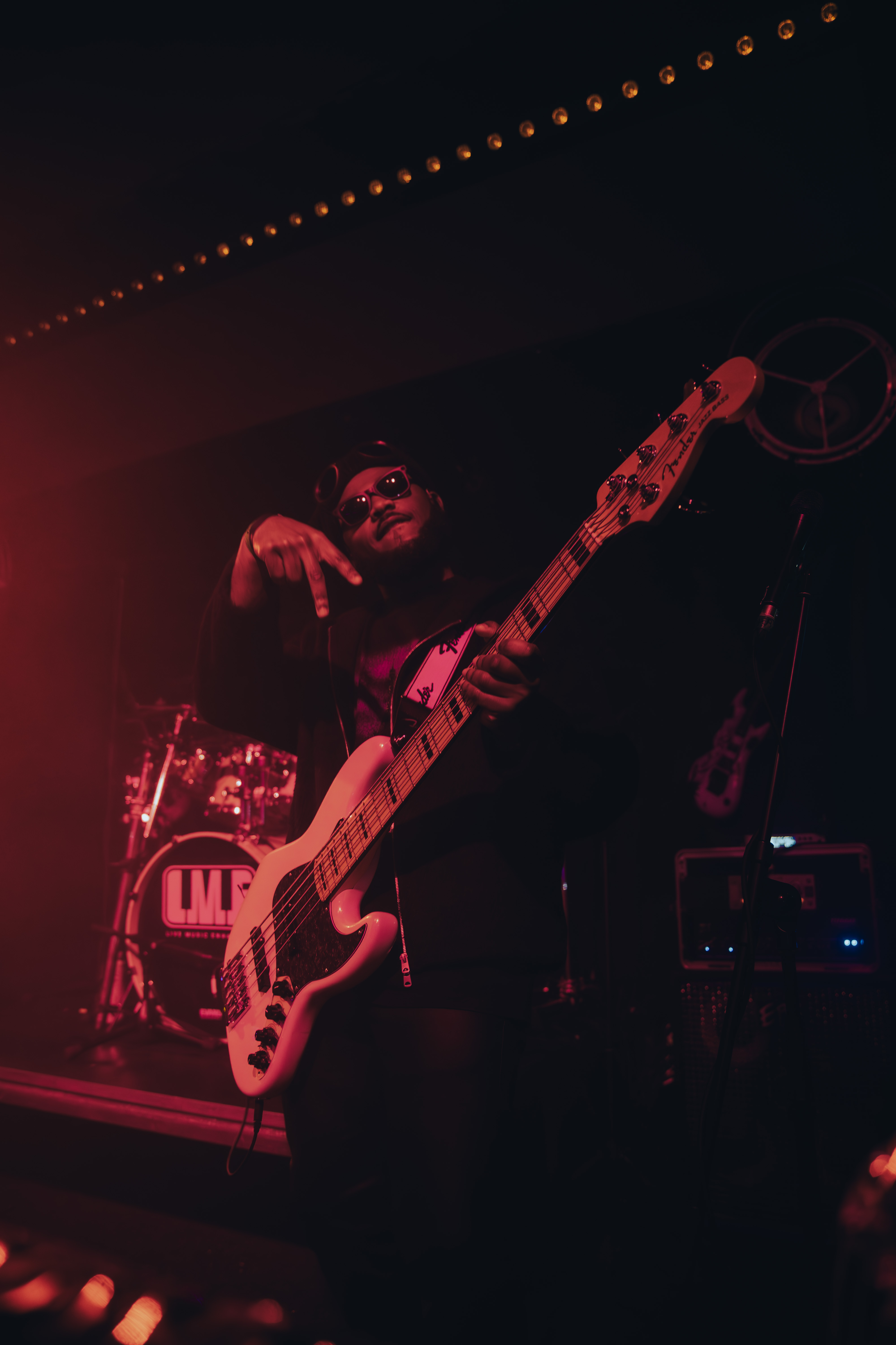 LME bass player on stage